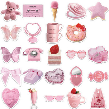 50PCS Pink Girl Heart Bear Sticker Водоустойчиви Pvc самозалепващи се декоративни стикери за компютър, телефон Bike E-Bicycle Baggage