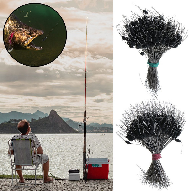 300 бр./опаковка Черна плувка Риболовен бобър Силиконова запушалка Space Bean Connector Риболовна линия Съпротивление Риболовни аксесоари