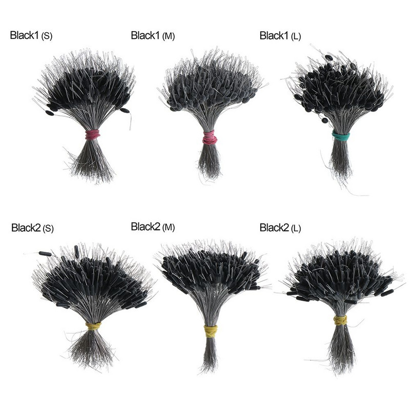 300 бр./опаковка Черна плувка Риболовен бобър Силиконова запушалка Space Bean Connector Риболовна линия Съпротивление Риболовни аксесоари