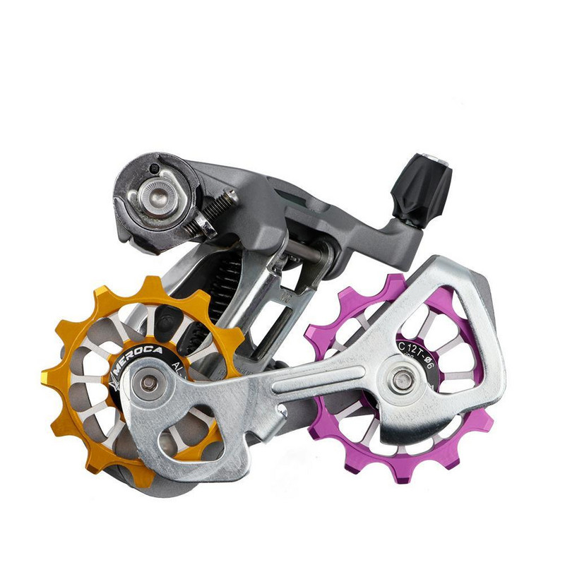 Keraminis guolis MTB dviračio lydinio galinio pavarų perjungiklio skriemulys aliuminio lydinio plento dviratis 12T teigiamas neigiamas pavaros kreipiamasis ritininis ratas