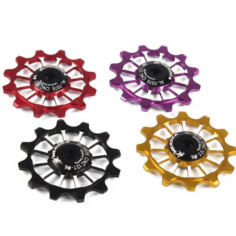Keraminis guolis MTB dviračio lydinio galinio pavarų perjungiklio skriemulys aliuminio lydinio plento dviratis 12T teigiamas neigiamas pavaros kreipiamasis ritininis ratas