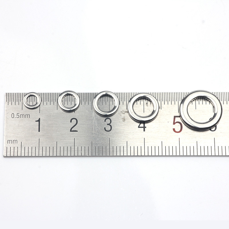 50 buc. Inele de pescuit rezistente din oțel inoxidabil solid snap split, fără sudură 304 lustruire, pescuit în mare, momeli de pescuit, conector de abordare