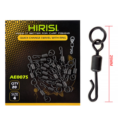 20 buc. Accesorii pentru terminal de pescuit la crap, cu corp lung, în formă de Q, pivot de pescuit, cu inel solid AE007S