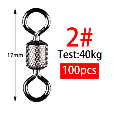 100 tk Pööratav püügikang 1#-14# Suurused Täisühendusega kuullaager Snap Fishing Pöördrattad Roostevabast terasest veerevad helmed