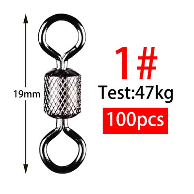 100 tk Pööratav püügikang 1#-14# Suurused Täisühendusega kuullaager Snap Fishing Pöördrattad Roostevabast terasest veerevad helmed