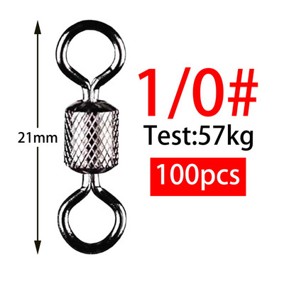 100 tk Pööratav püügikang 1#-14# Suurused Täisühendusega kuullaager Snap Fishing Pöördrattad Roostevabast terasest veerevad helmed