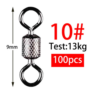 100 tk Pööratav püügikang 1#-14# Suurused Täisühendusega kuullaager Snap Fishing Pöördrattad Roostevabast terasest veerevad helmed