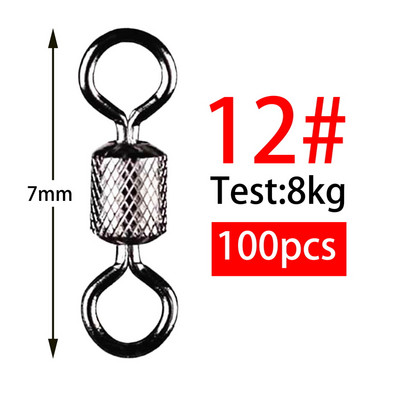 100 tk Pööratav püügikang 1#-14# Suurused Täisühendusega kuullaager Snap Fishing Pöördrattad Roostevabast terasest veerevad helmed