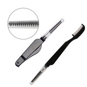 Instrument de legare a muștelor 2 în 1, pieptene pentru dinți pliabil din oțel inoxidabil și perie de nailon Dub, fibră de pene, picioare dublate, aripi, corpuri