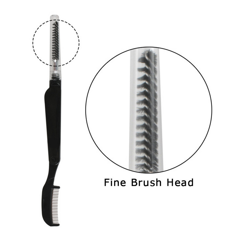 Instrument de legare a muștelor 2 în 1, pieptene pentru dinți pliabil din oțel inoxidabil și perie de nailon Dub, fibră de pene, picioare dublate, aripi, corpuri