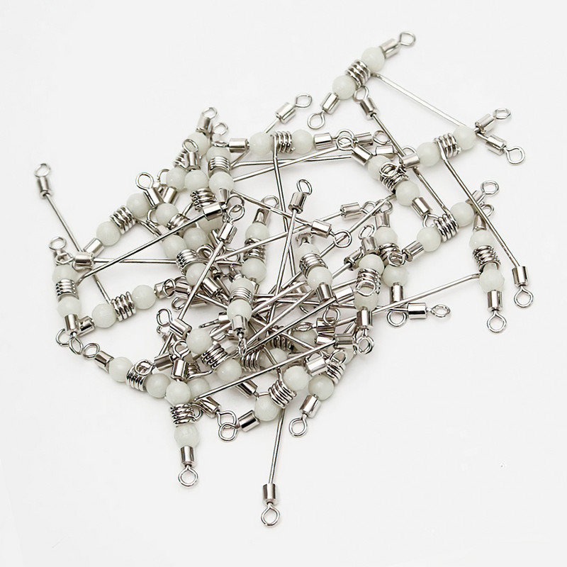 10 buc. pivotante de pescuit luminoase în formă de T, pivotantă cu rulare în 3 căi, pivotant cu linie încrucișată, cu margele, cârlig de pescuit în mare