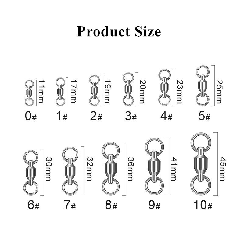 10 buc./set Conector de pescuit cu rulment cu bile pentru sarcini grele Rotul pivotant din oțel inoxidabil Inel solid Accesorii de pescuit Unelte de pescuit