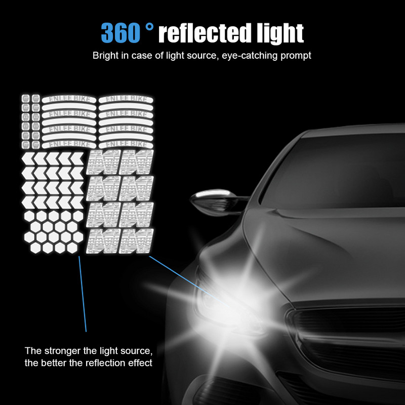 ENLEE Kerékpár Fényvisszaverő Matricák Kerékpár Felni Kerék Biztonsági Kerékpáros Matrica MTB robogók Univerzális fényvisszaverők Tartozékok