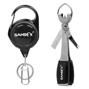 SAMSFX Pro Fast Tie Fishing Quick Knot Tool Nail Knotter Връзка за връзване Резачка Clipper Nipper w/ Zinger Retractor Tackle Аксесоари
