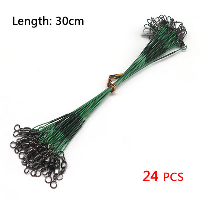 Minfishing 24 vnt. plieninis žvejybos lynas, vielinis žūklės valas su pasukamu masalu apsauginiu valas 15 cm, 23 cm, 30 cm