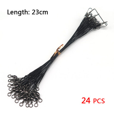 Minfishing 24 vnt. plieninis žvejybos lynas, vielinis žūklės valas su pasukamu masalu apsauginiu valas 15 cm, 23 cm, 30 cm