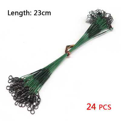 Minfishing 24 db-os acél horgászkötél dróthorgász zsinór hordós forgó nyomkövető csalivédő zsinórral 15cm, 23cm, 30cm