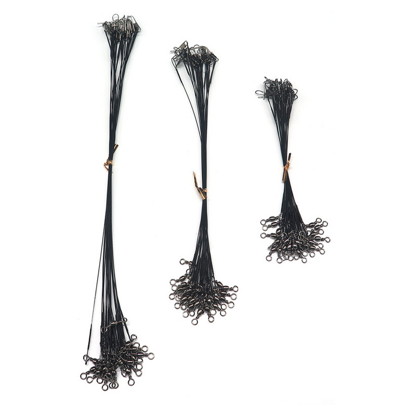 Minfishing 24 vnt. plieninis žvejybos lynas, vielinis žūklės valas su pasukamu masalu apsauginiu valas 15 cm, 23 cm, 30 cm