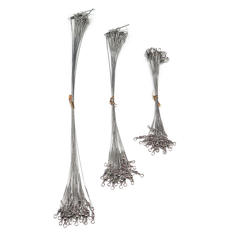 Minfishing 24 vnt. plieninis žvejybos lynas, vielinis žūklės valas su pasukamu masalu apsauginiu valas 15 cm, 23 cm, 30 cm