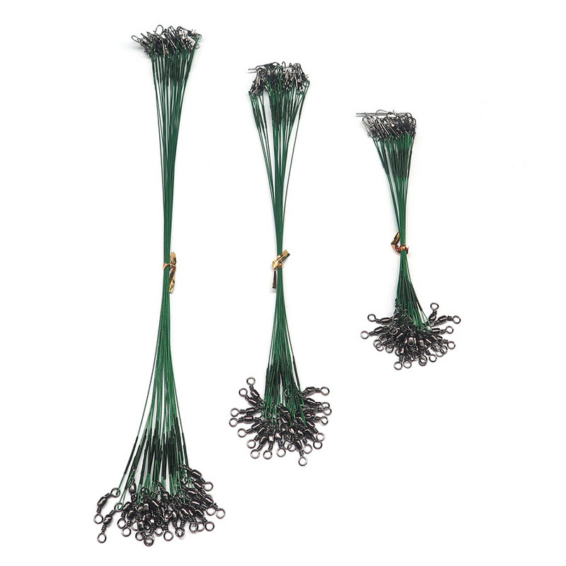 Minfishing 24 vnt. plieninis žvejybos lynas, vielinis žūklės valas su pasukamu masalu apsauginiu valas 15 cm, 23 cm, 30 cm