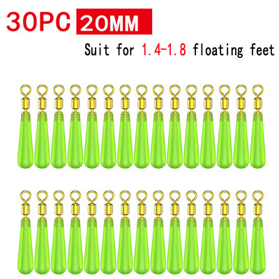 30 buc/lot Bobber din cauciuc Drift Plutitoare de pescuit Geamandura de rotatie Scaun pentru cap din cupru Acoperiri de pescuit Bobber Accesorii Gadget de pescuit