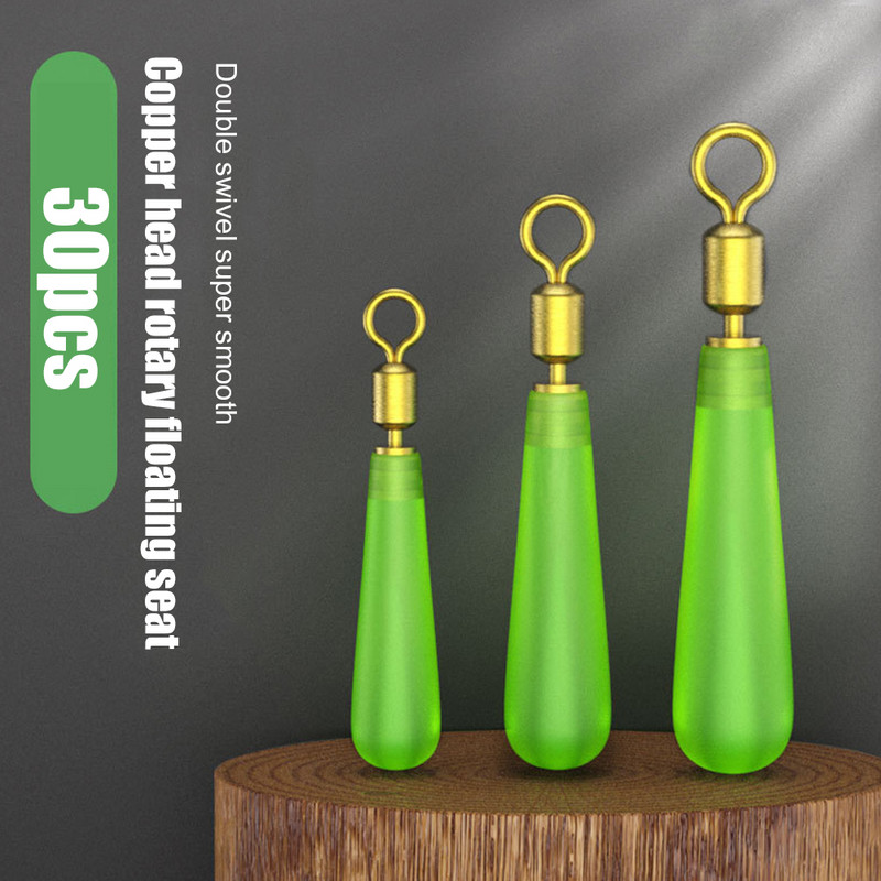 30 buc/lot Bobber din cauciuc Drift Plutitoare de pescuit Geamandura de rotatie Scaun pentru cap din cupru Acoperiri de pescuit Bobber Accesorii Gadget de pescuit