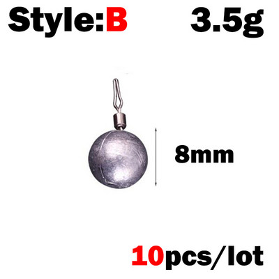 10 db/tétel Csúcsminőségű vízcsepp ólommerítő forgó horgászólomsúly horgászfelszerelés ólommerítő csali súly 3g-hoz 5g 7g