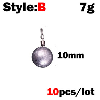 10 db/tétel Csúcsminőségű vízcsepp ólommerítő forgó horgászólomsúly horgászfelszerelés ólommerítő csali súly 3g-hoz 5g 7g