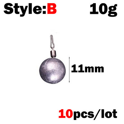 10 db/tétel Csúcsminőségű vízcsepp ólommerítő forgó horgászólomsúly horgászfelszerelés ólommerítő csali súly 3g-hoz 5g 7g