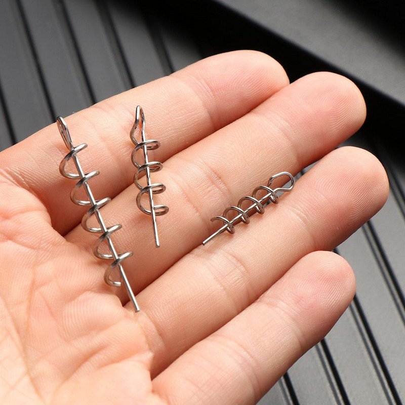 100db Puha csali, lapos fejű zár tűpontos úti rugós zár tű mikroobjektum zár tű horgászfelszerelés kellékek