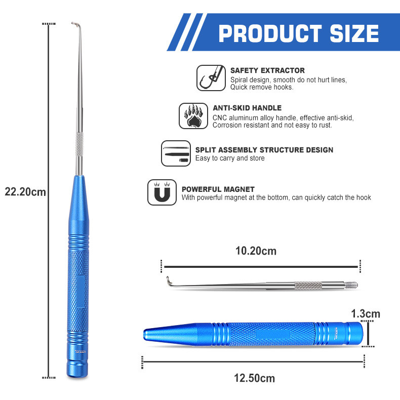 Eemaldatav roostevabast terasest kiire kalakonksu eemaldaja, ohutu õngekonksu väljatõmbeseade, lahtihaakija kiire lahtihaakimisseadme püügiriistad