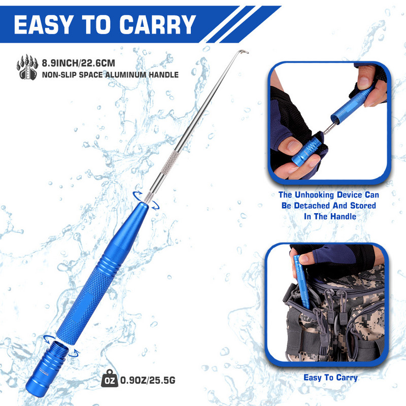 Eemaldatav roostevabast terasest kiire kalakonksu eemaldaja, ohutu õngekonksu väljatõmbeseade, lahtihaakija kiire lahtihaakimisseadme püügiriistad