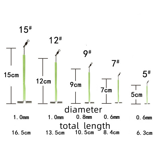 Rompin 10 db Fluoreszkáló óceáni horgász drótkar forgatható világító T alakú rozsdamentes acél 5/7/9/12/15 cm-es egyensúlyozó szerelékkel