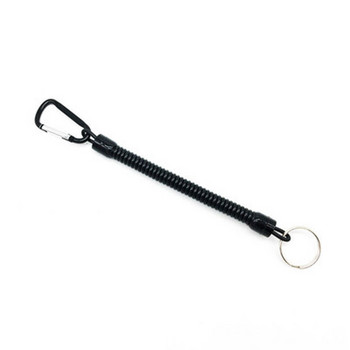 5 бр черни въжета за въжета за риболов, прибиращи се пластмасови спираловидни въжета, предпазно въже, максимална разтегната дължина 100 см