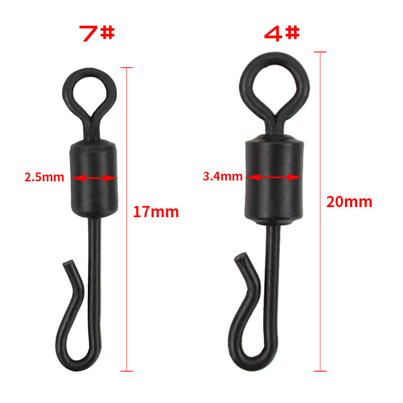 25 X pontyhorgász forgó gyorsan cserélhető rozsdamentes acél pontyhorgász felszereléshez horgászkiegészítők végfelszerelés