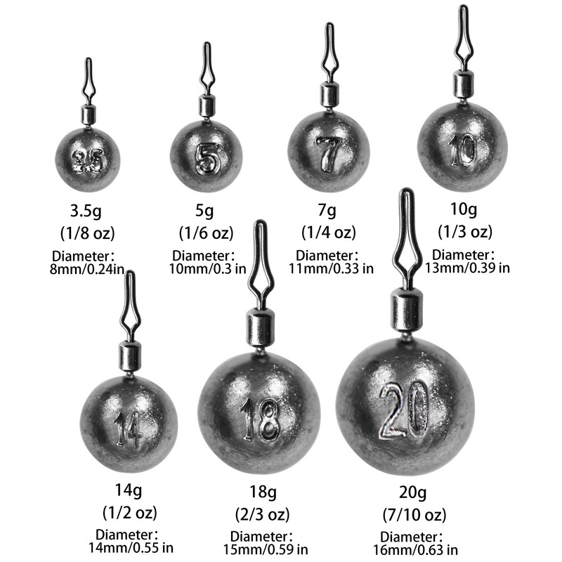 10 τμχ Fishing Lead Sinkers 3,5g 5g 7g 10g 14g 18g 20g Drop Shot Weight Αξεσουάρ ψαρέματος γλυκού νερού σε αλμυρό νερό
