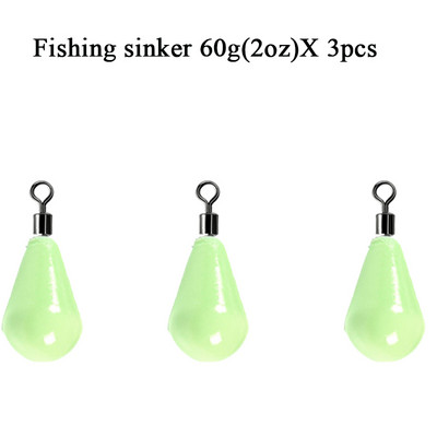 Greutăți de pescuit luminoase Sinkers 11g-60g Picătură de apă Rotație de 360 de grade Pescuit Pescuit Bass Accesorii de pescuit