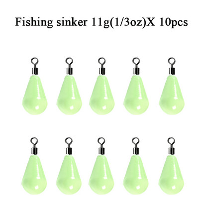 Greutăți de pescuit luminoase Sinkers 11g-60g Picătură de apă Rotație de 360 de grade Pescuit Pescuit Bass Accesorii de pescuit