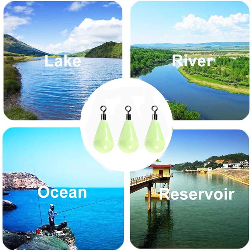 Greutăți de pescuit luminoase Sinkers 11g-60g Picătură de apă Rotație de 360 de grade Pescuit Pescuit Bass Accesorii de pescuit