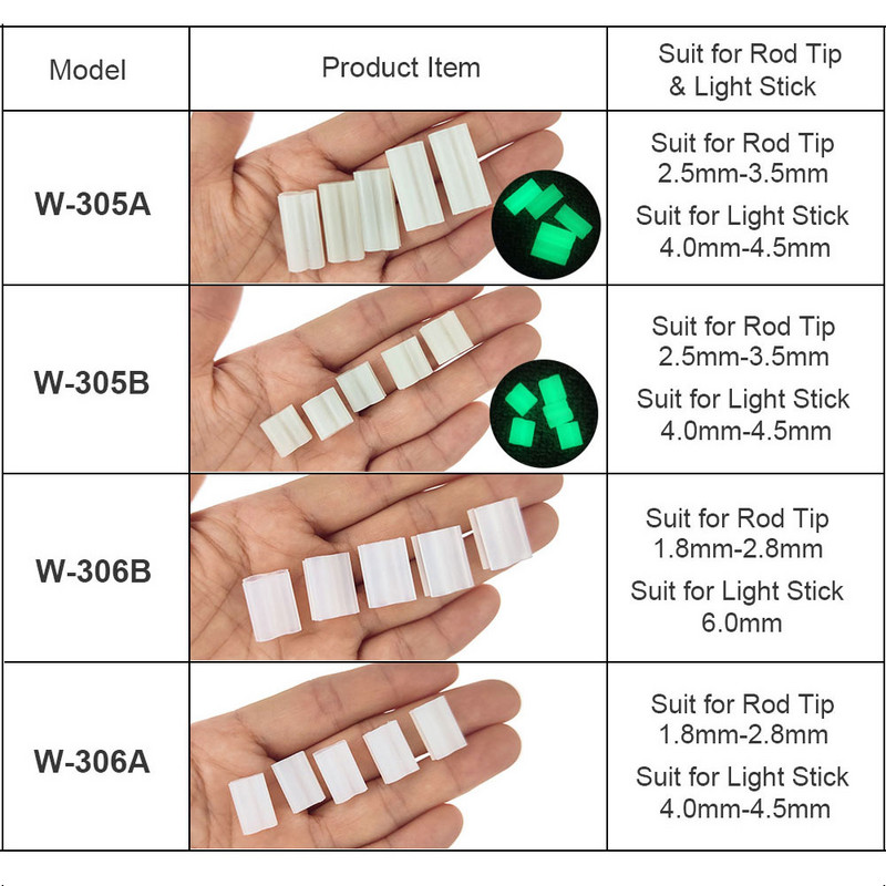 10 részes, világító horgászfénypálcika, világító bottartó Éjszakai horgászkiegészítők Horgászlámpa kapocs bot hegyéhez