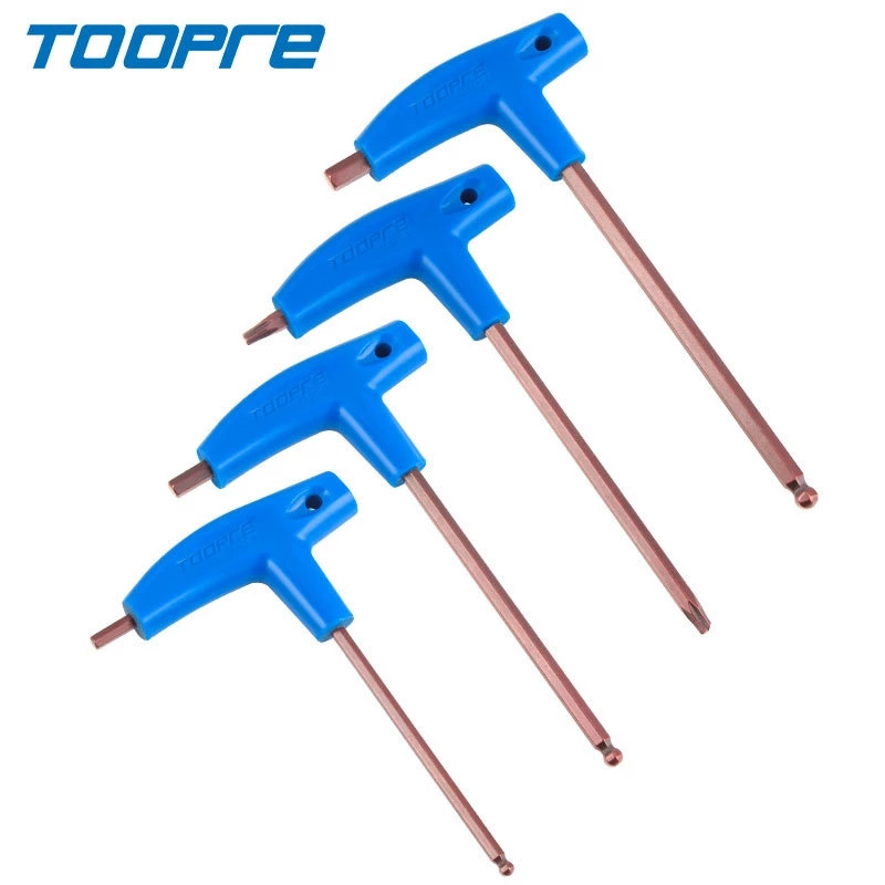 TOOPRE MTB maanteejalgratta kuuskantvõti T-tüüpi PP plastikust käepide T25 mutrivõti S2 tööriistakomplekt 3 mm 4 mm 5 mm 6 mm mutrivõtme tööriistad jalgrattaparanduskomplekt