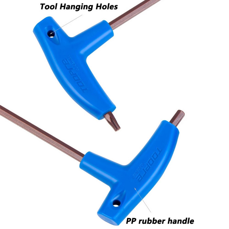 TOOPRE MTB maanteejalgratta kuuskantvõti T-tüüpi PP plastikust käepide T25 mutrivõti S2 tööriistakomplekt 3 mm 4 mm 5 mm 6 mm mutrivõtme tööriistad jalgrattaparanduskomplekt