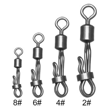 10/20 бр. Бърза смяна на 8-образен пръстен за риболов на шаран, въртящ се вирбел със закопчалка, конектор за въдицата за пелети Риболовни аксесоари