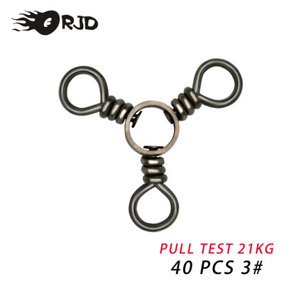 ORJD 50 tk. 3-suunaline kalapüük, pöörlev, veerev kolmnurkliigend, õngekonksud, landid, ühendus, tünn, roostevabast terasest pöörded