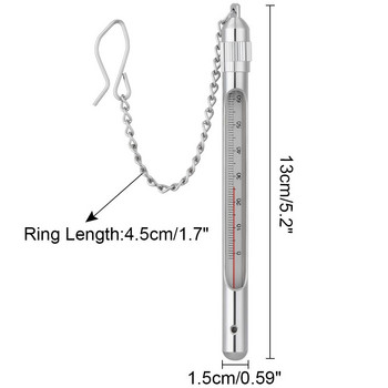 Риболовен термометър за температура на водата от неръждаема стомана с чувствителен карабинер Воден термометър за риболов на муха Аксесоари