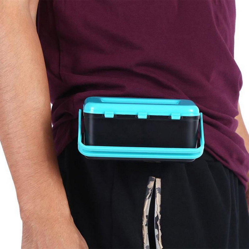 Cutie portabilă pentru dispozitive de pescuit Mâner de transport Vierme Cutie de momeală pentru râme Cutie cu 2 compartimente Cutie de depozitare pentru momeli Accesorii pentru unelte de pescuit