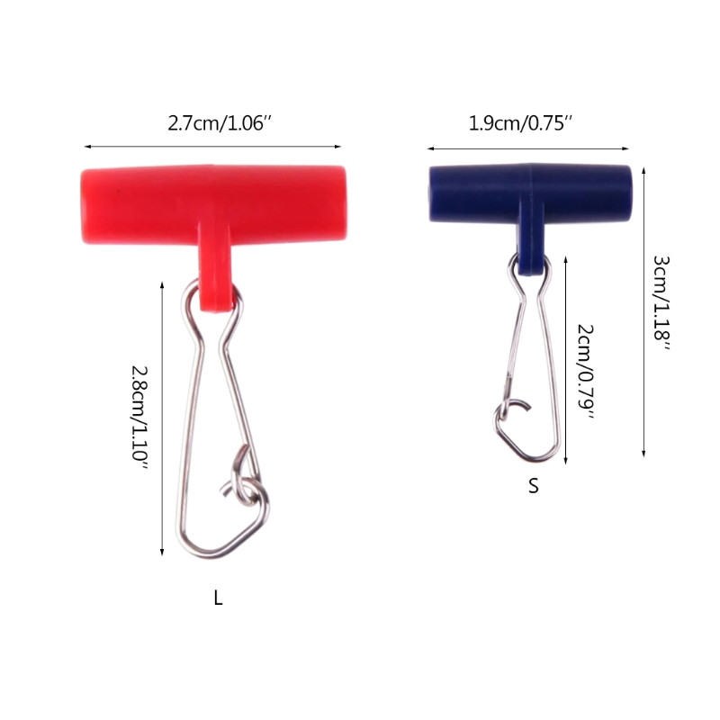 50 buc. Tobogan pentru linie de pescuit cu pentru Duo Lock Snap Albastru/Roșu Glisor de înaltă rezistență Kit de fixare din oțel inoxidabil