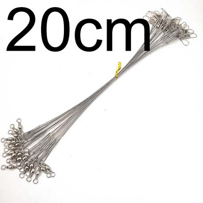 20 τμχ Anti Bite Steel Fishing Line Steel Wire Leader με περιστρεφόμενο αξεσουάρ ψαρέματος Μόλυβδος πυρήνας λουρί Ψαρέματος 15cm έως 25cm