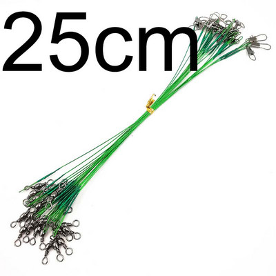 20 τμχ Anti Bite Steel Fishing Line Steel Wire Leader με περιστρεφόμενο αξεσουάρ ψαρέματος Μόλυβδος πυρήνας λουρί Ψαρέματος 15cm έως 25cm