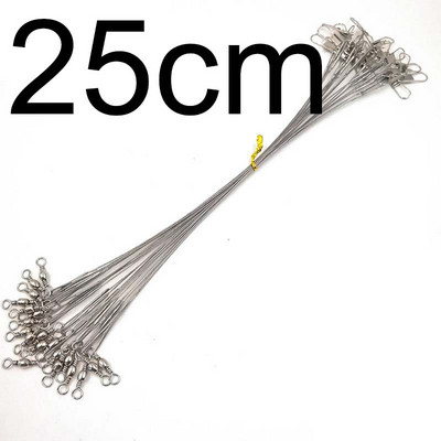 20 τμχ Anti Bite Steel Fishing Line Steel Wire Leader με περιστρεφόμενο αξεσουάρ ψαρέματος Μόλυβδος πυρήνας λουρί Ψαρέματος 15cm έως 25cm